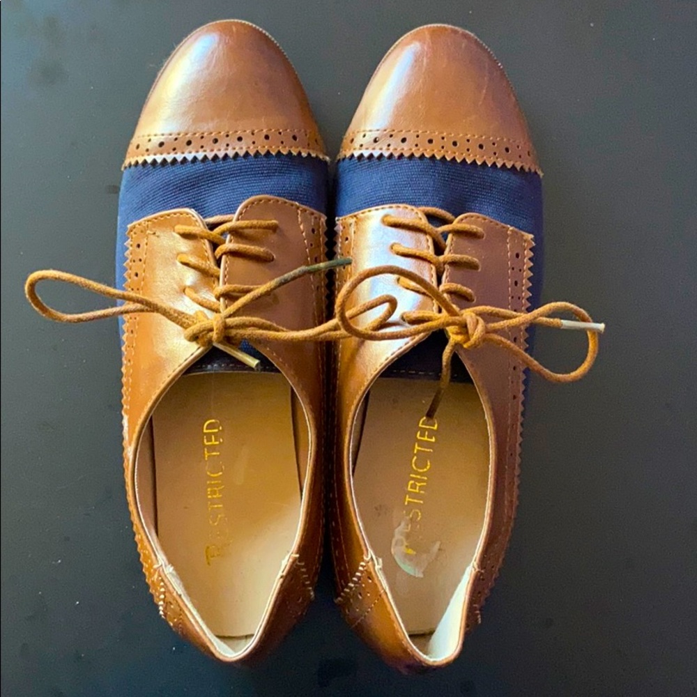 Blue and brow dress shoes